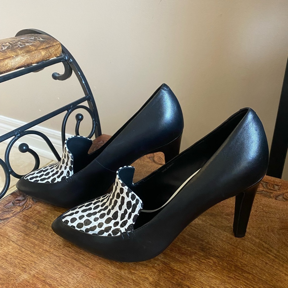 Geox High Heeled Black and White Pattern Shoes Size 36 - Picture 2 of 12